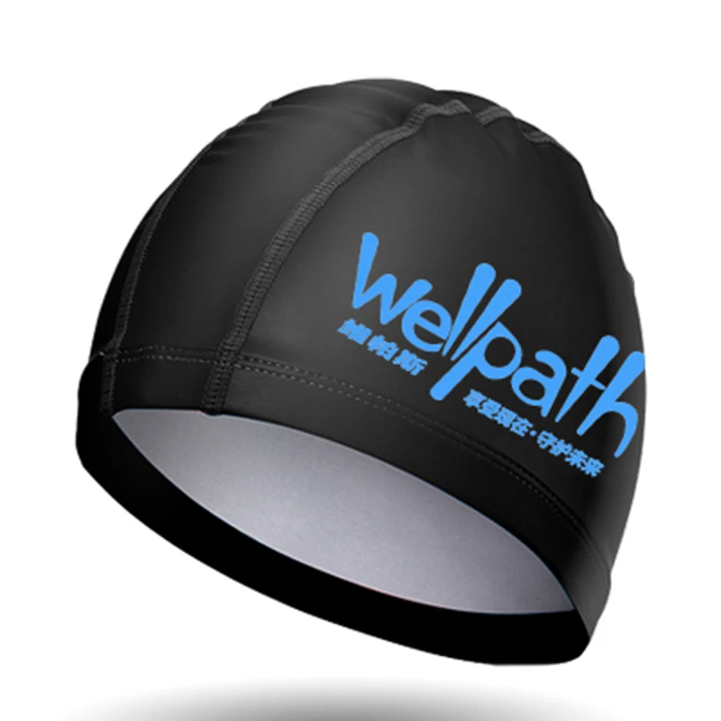 

New Elastic Waterproof PU Fabric Protect Ears Long Hair Sports Swim Pool Hat Swimming Cap Free size for Men & Women Adults