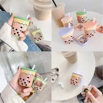 

Fashion Cute Pearl Milk Tea Cup Soft Silicone Protective Cover Shockproof Case Skin for Airpods 1/2 Charging Box