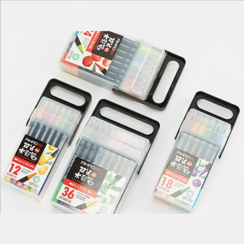Kaufen Kunst Marker Stift Bunte Pinsel Stifte 12 18 24 36 Farben Box Doppel Köpfe Stationäre Für copic Schule Kunst Liefert