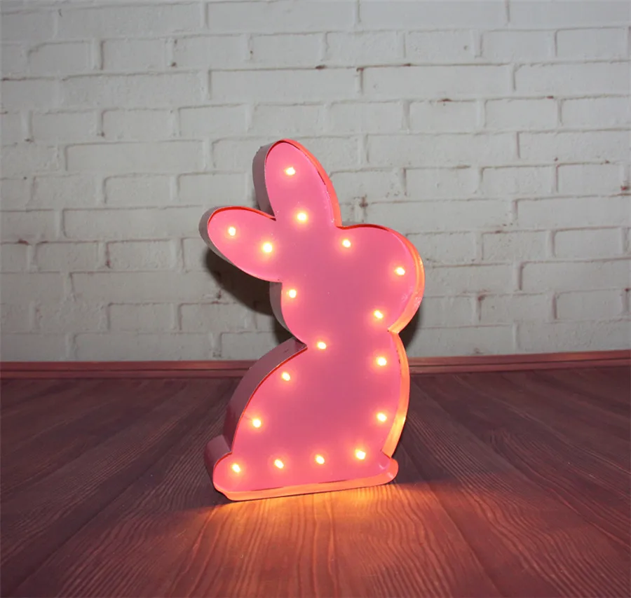 12inch pink metal rabbit lightning led marquee sign light symfuhny led lights