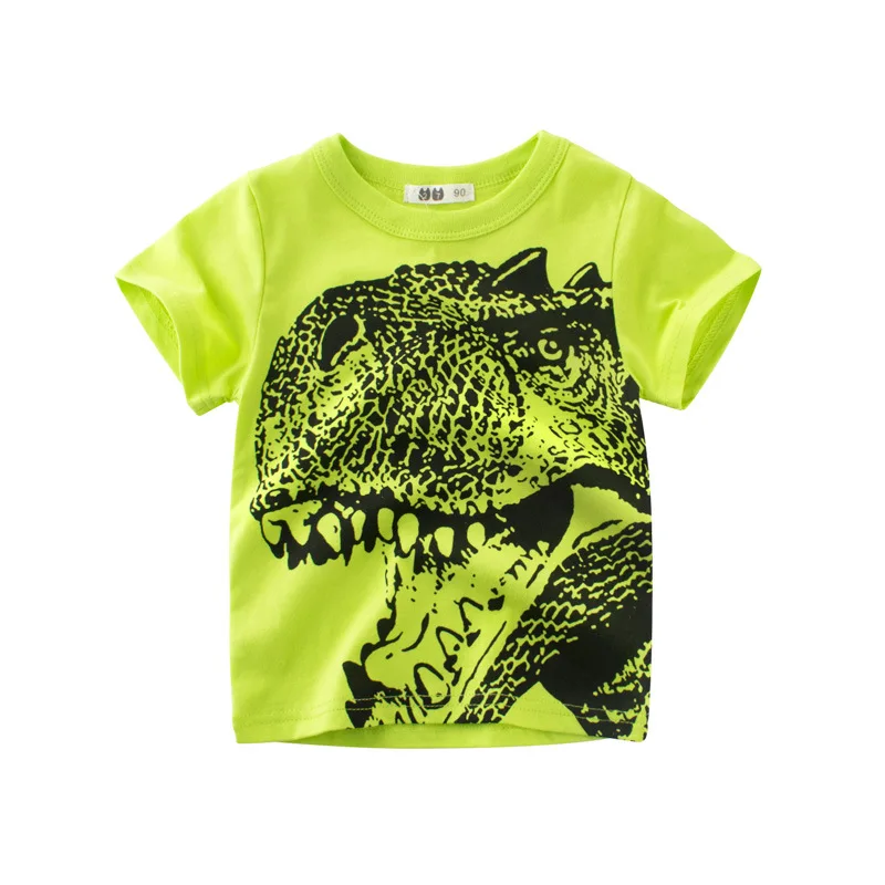 

2019 summer cotton children's dinosaur cartoon pattern boy short-sleeved T-shirt baby bottoming shirt children's clothing age1.9