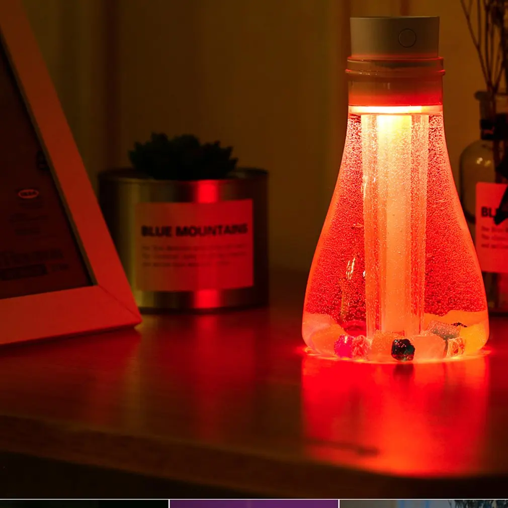 

500ml Air Ultrasonic Humidifier Wishing bottle with LED Light for Home Essential Oil Diffuser Atomizer Air Freshener Mist Maker