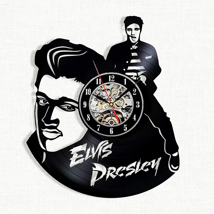 New Horloge Murale Saat Elvis Presley Wall Clock Design For Vinyl Record The King Of Rock Clocks Watch Home Decor 12 Inch