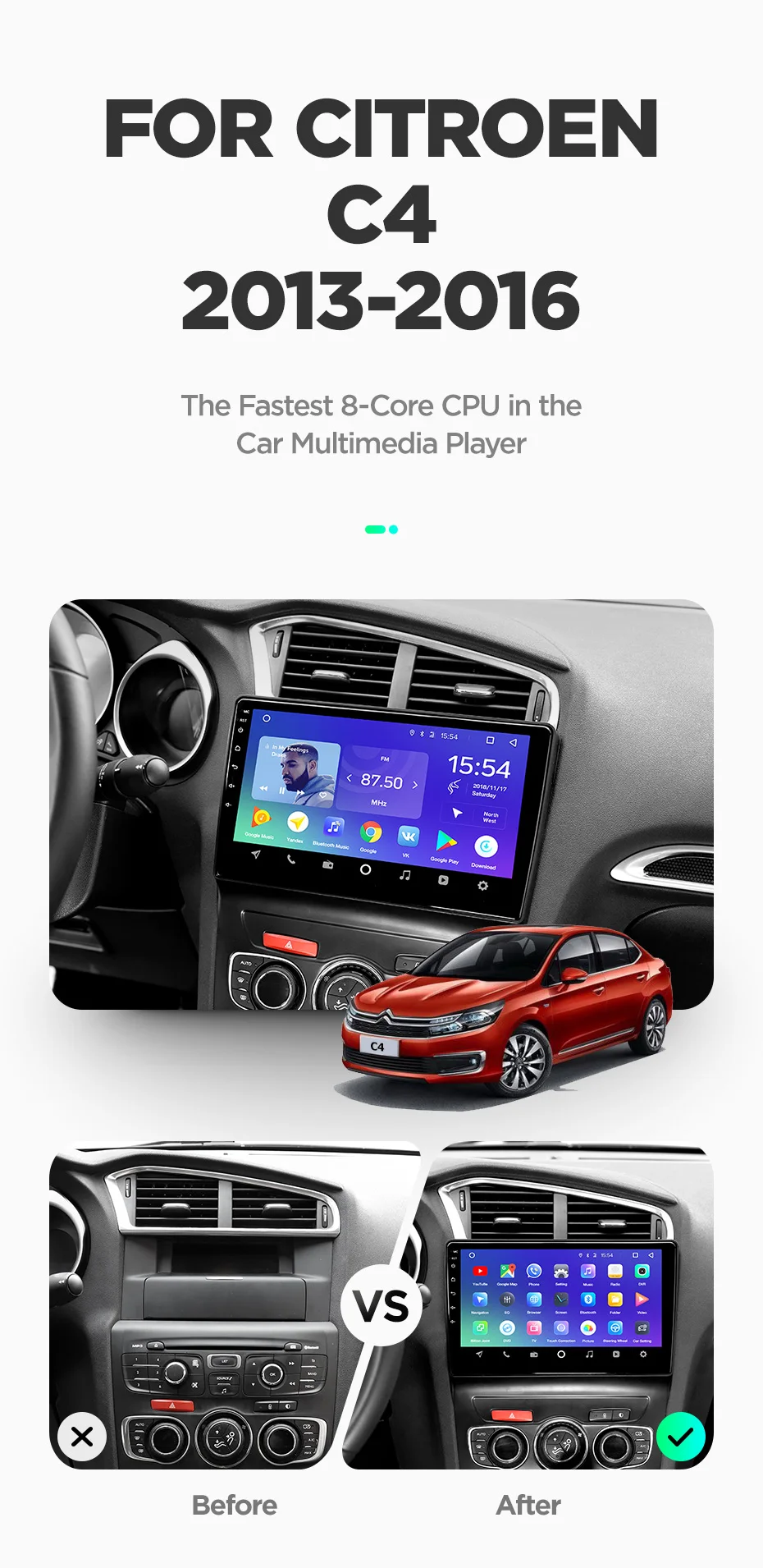 Perfect TEYES SPRO For Citroen C4 2 B7 2013 2014 2015 2016 Car Radio Multimedia Video Player Navigation GPS Android 8.1 No 2din 2 din 4