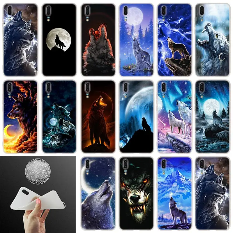 

Soft Silicone Phone Case Howling wolf skin For Huawei P30 P20 P30Pro P10 P9 P8 Plus Lite 2017 P samrt 2019 Cover