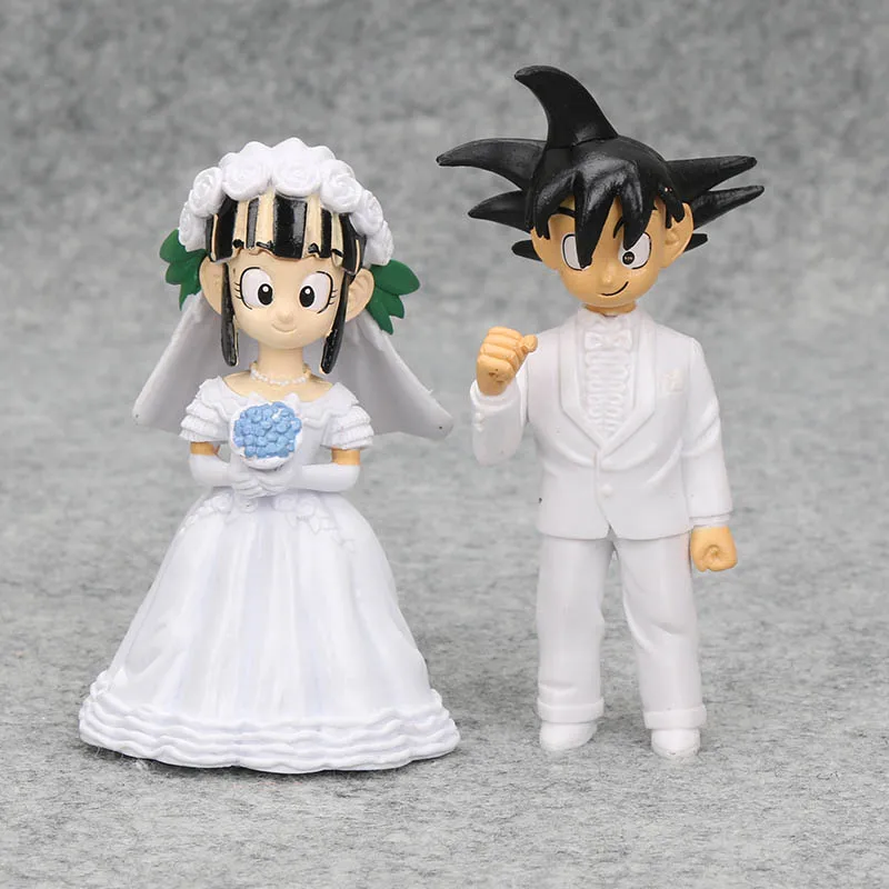 

2pcs/set Anime Cartoon Dragon Ball Goku ChiChi Wedding PVC Action Figure Collectible Model Toy 11cm