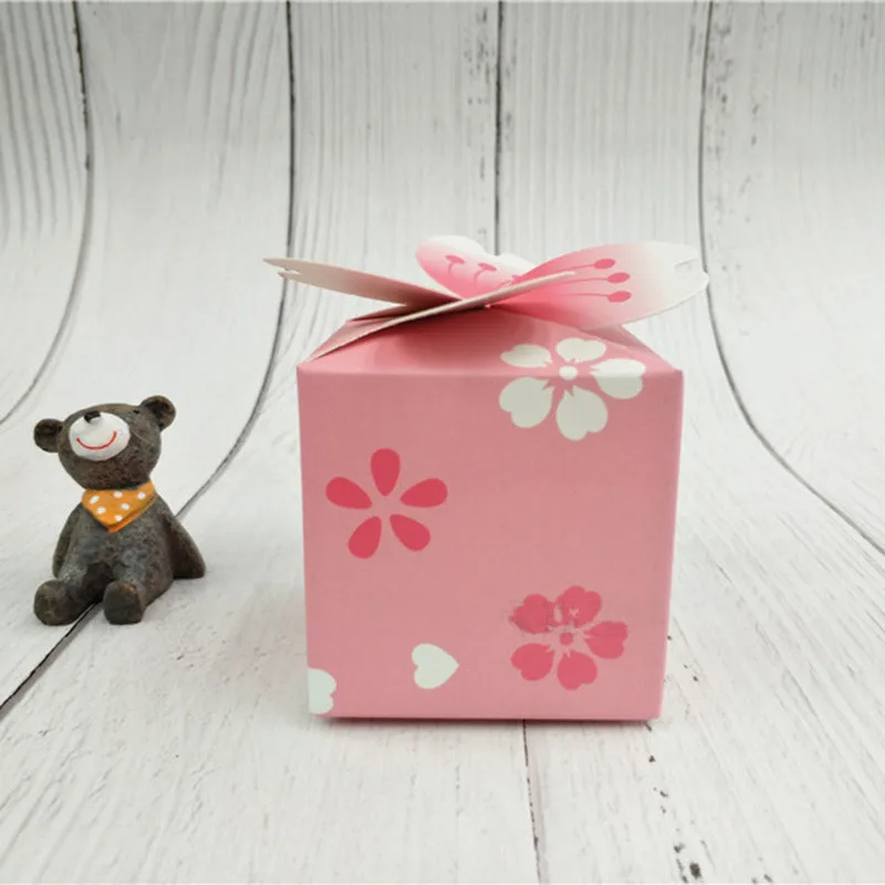 10 шт. Вишневый цветочный драги сладкие конфеты подарочная коробка свадебные декорации пирог коробка для вечеринки сумки печенья оберточная бумага для шоколада