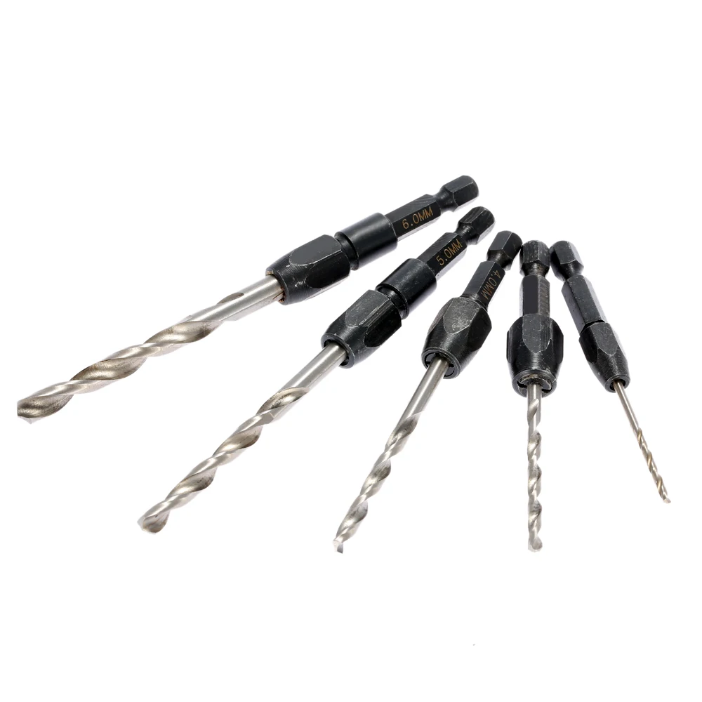 

Hot ! New 5 Pcs Quick Change Hex Shank Drill Set Metric 2mm To 6mm Twist Drill Steel Platform Hole Cutter Drill Bits Hss 6542