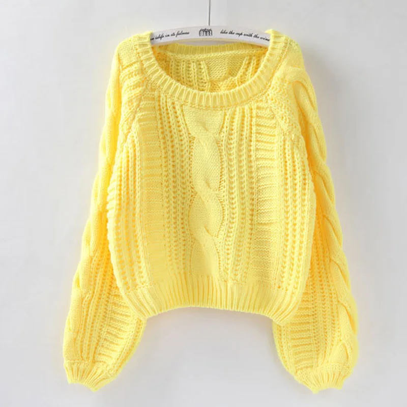 

Newest Spring & Autumn Purple Sweater Women 2019 Jumpers Candy Color Harajuku Korean Style Pullover Short Sweaters Twisted Pull