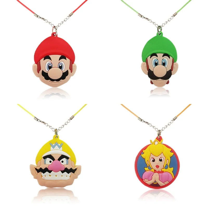 

1pcs Super Mario Necklaces Cartoon Soft PVC Pendant Chain hoker Fashion Jewelry For Boys Girls Accessories Kid Xmas Gift