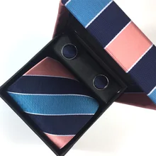 Party Wedding Mens Tie Necktie Set 8cm Gravatas Jacquard Woven Neck Tie Suit Men Ties Sets Hanky Cufflink w Gift Box Corbatas new brand men ties causal jacquard woven ties for men high grade gift box sets necktie handkerchief cufflink business tie set
