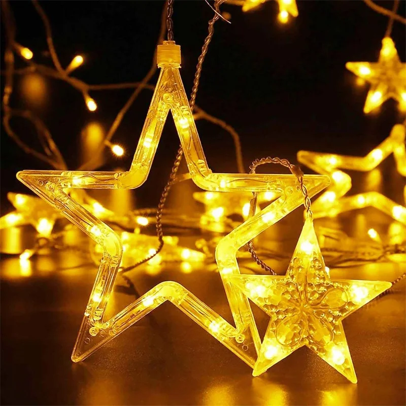 Holiday-168-Leds-String-Light-Fairy-Star-Curtain-String-100-240V-Garland-Light-For-Wedding-Party