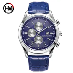 Ханна Мартин бренда часы Для мужчин кварцевые часы модные кожаные Наручные часы сопротивление воды часы Relogio Masculino мужской часы
