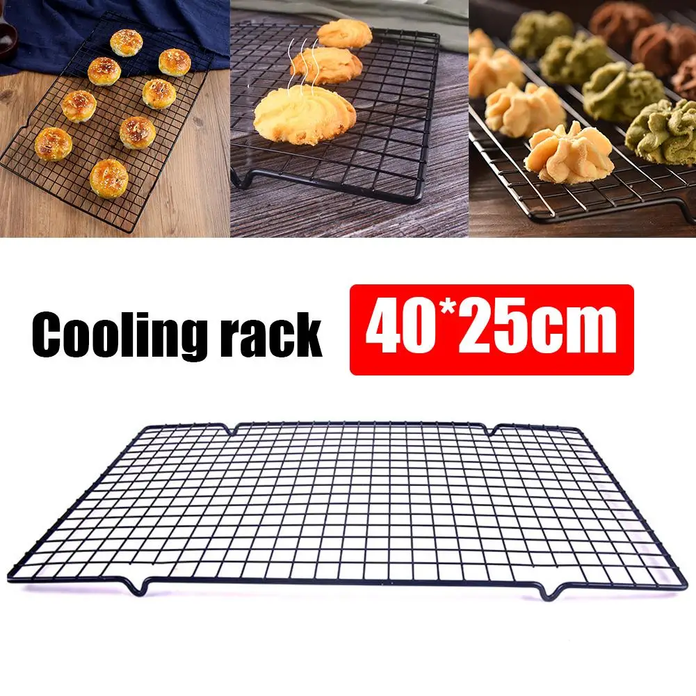 

Nonstick Metal Bread Cooling Grid Rack Net Black Cake Biscuits Drying Stand Holder Kitchen Baking Tray Tools