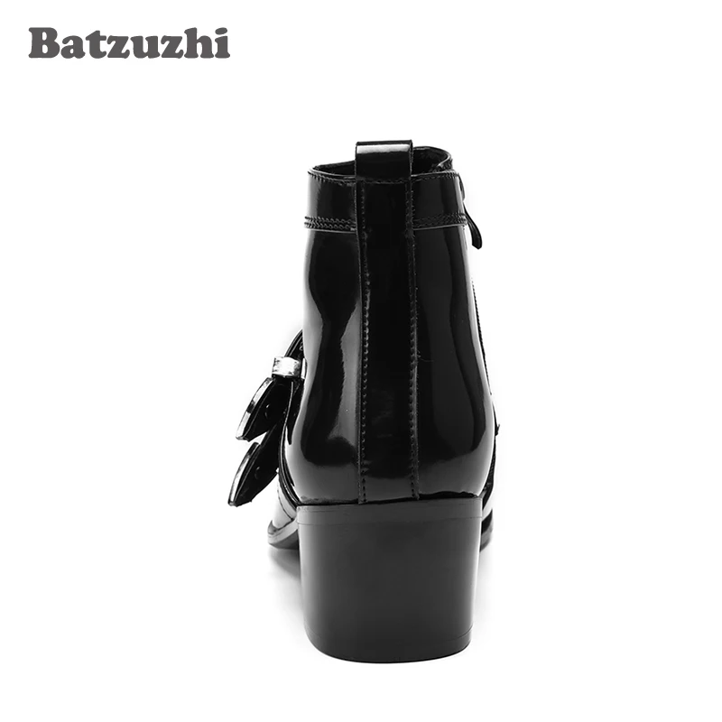 Batzuzhi/мужские ботинки итальянского типа Botas Hombre черные кожаные ботильоны с острым
