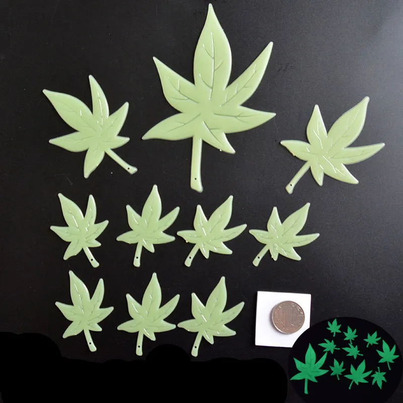 10 штук упак. светящиеся кленовые листья наклейки красивые 3D DIY художественные на