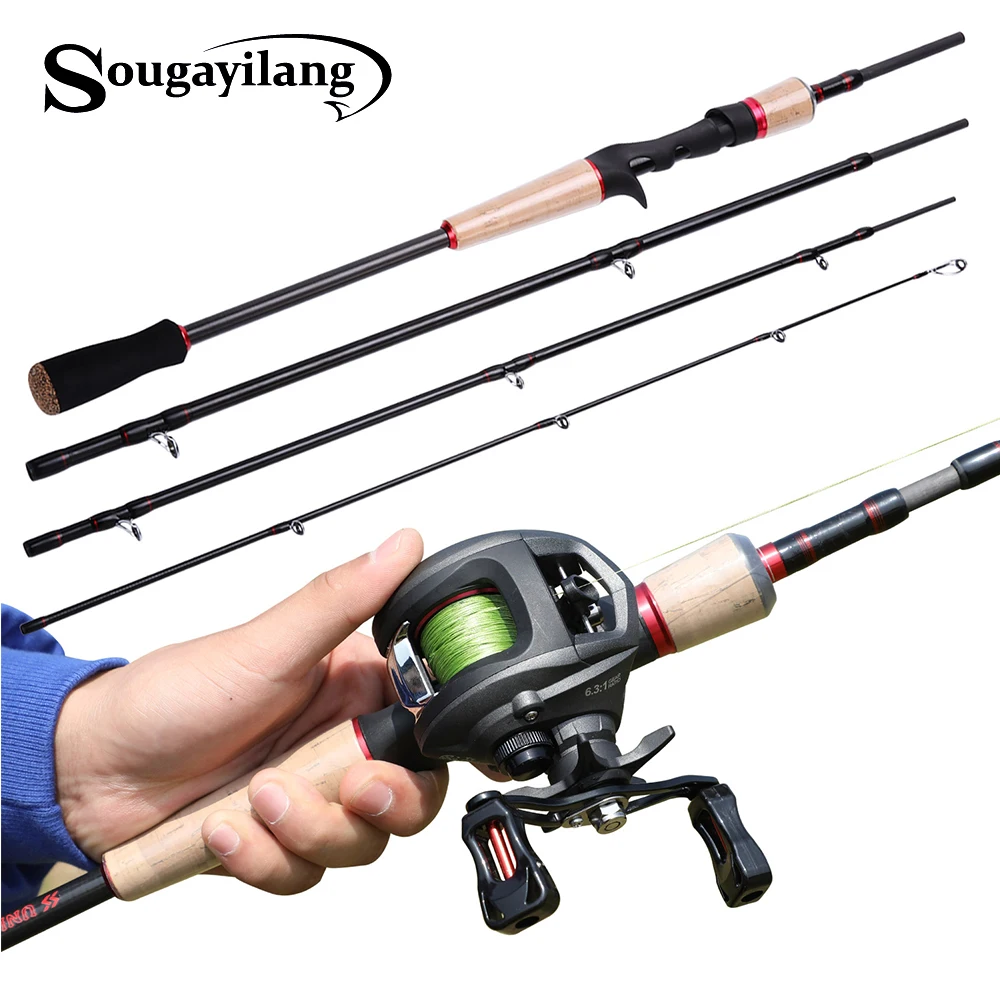 Sougayilang الصيد قضيب بكرة كومبو المحمولة 4 القسم M الطاقة الصب قصبة صيد خشبية مع 12 + 1BB Baitcasting الصيد بكرة كيت Sougayilang الصيد قضيب بكرة كومبو المحمولة 4 القسم M الطاقة الصب قصبة صيد خشبية مع 12 + 1BB Baitcasting الصيد بكرة كيت