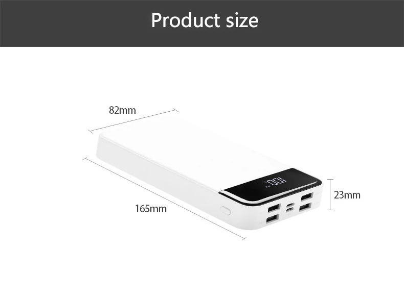 Внешний аккумулятор 20000 мАч 4USB Мобильный ЖК-дисплей цифровой дисплей Зарядка сокровище тип-c Мобильная мощность 4USB Зарядка сокровище