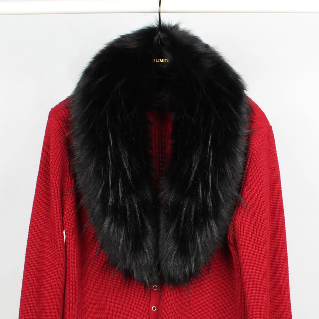 Зимний теплый шарф для женщин, меховая шаль с капюшоном, меховой декор для курток, разноцветные женские меховые шарфы, пальто с воротником из искусственного меха А4 - Цвет: Graphite Black