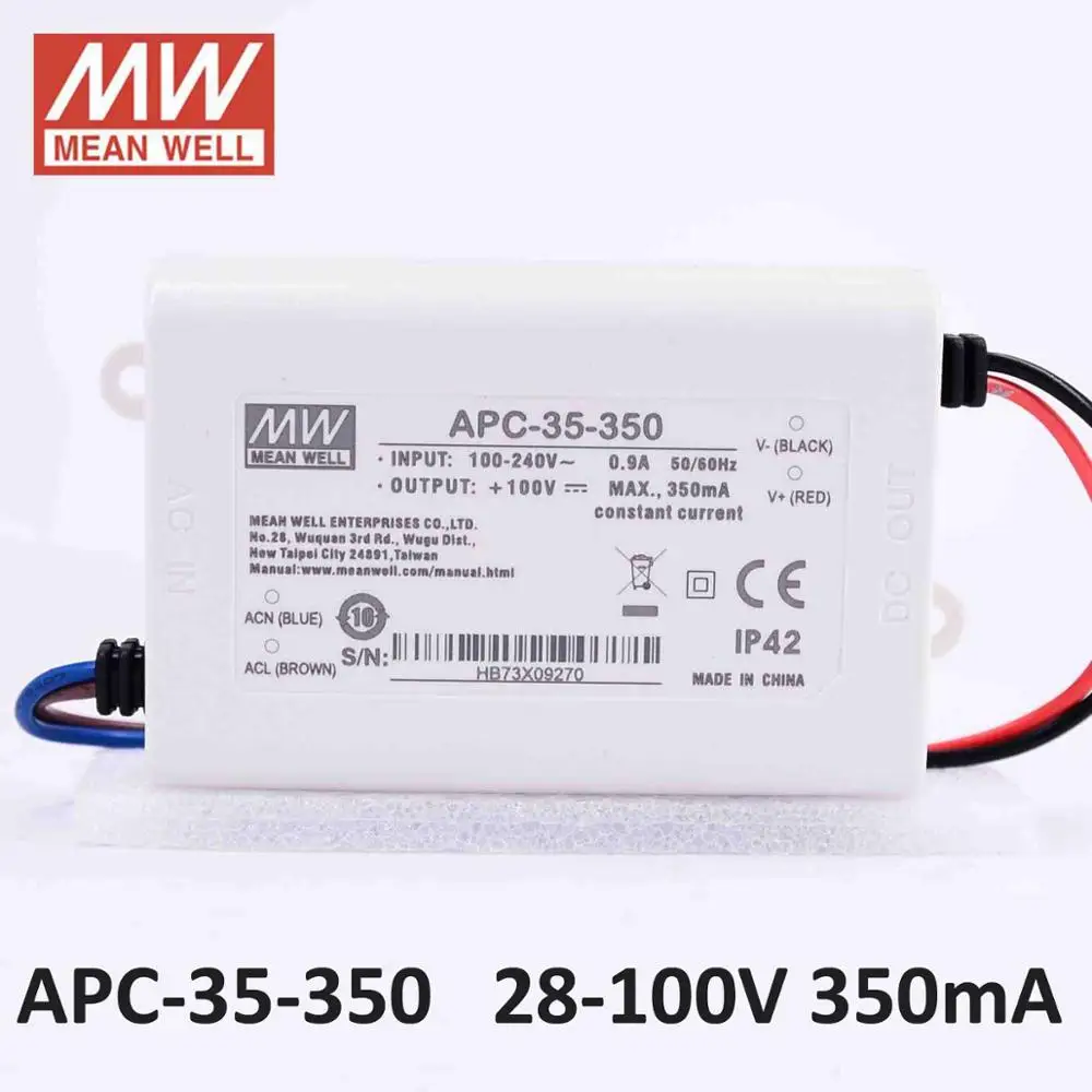 Meanwell led привод APC 35W постоянный ток 350mA 500mA 700mA 1050mA бренд Mean well представляет