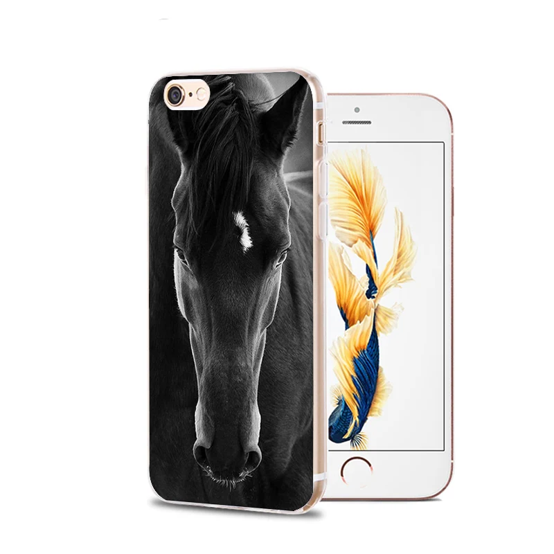 Чехол для iphone 12 7 6 X чехол с рисунком лошади и животных прозрачный телефона iPhone 6S