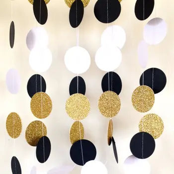 

Jumbo Great Gatsby Themed Wedding Garland,Paper Garland Black White Gold Bridal Shower, Baby Shower, Birthday Party,Gold