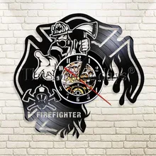 1 шт. пожарный подарок идея для пожарных виниловые часы Запись часы пожарный отдел Настенный декор креативные часы