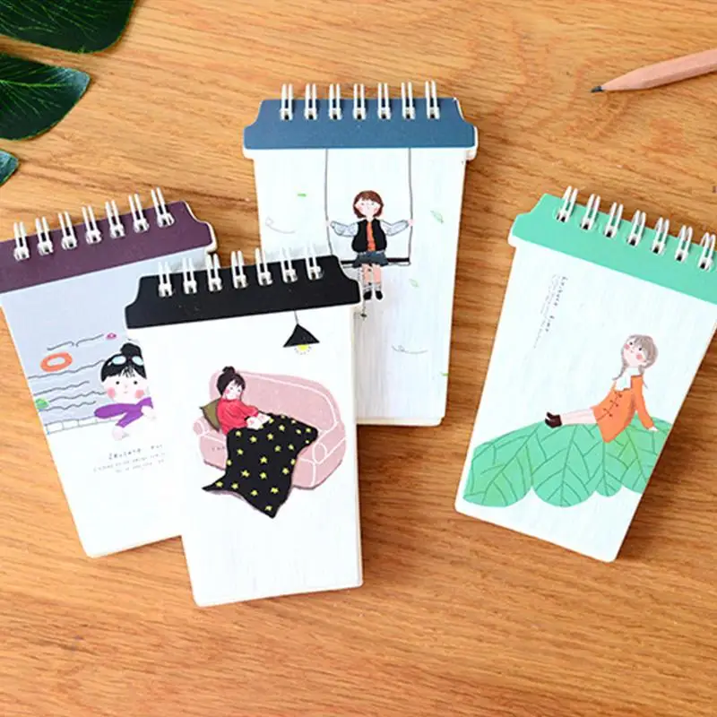 

Tea Cup Coil Style Notebook Small Fresh& Simple Notepad Student Upturning Blank Note Random Delivery School Office Supplies