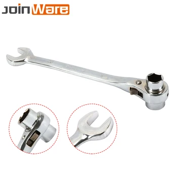 

11" CR-V Double Socket Ratcheting Combination Podger Spanner Open End Ratchet Wrench Erecting Repair Tools