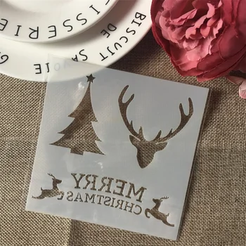 

1Pcs 5.1" Christmas Deer Tree DIY Layering Stencils Wall Painting Scrapbook Coloring Embossing Album Decorative Paper Template