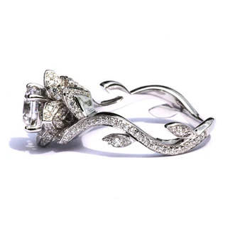 

2017 new classic pave AAA cubic zirconia silver color micro pave flower women rings
