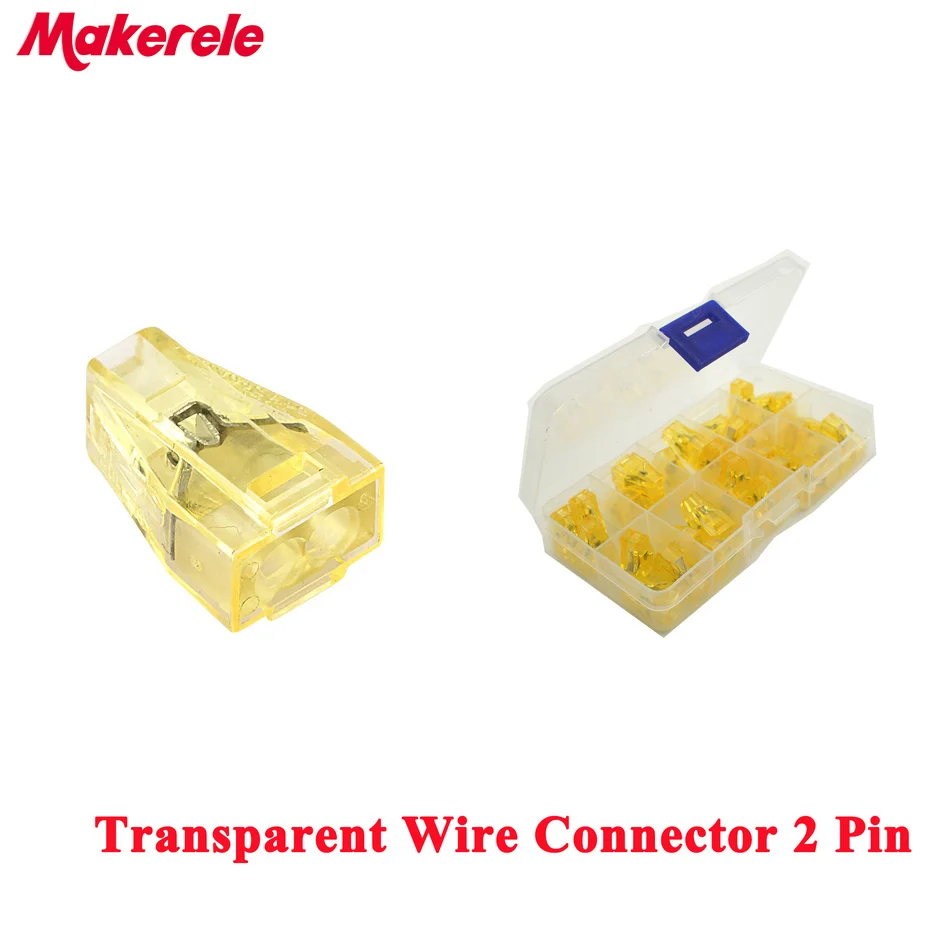 

30PCS transparent Push Wire Connector Universal Compact Quick Wiring Connectors 2 Pin Conductor Terminal Block with Lever