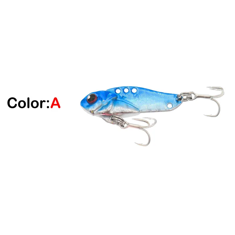 New 1pcs Metal Laser VIB Fishing Lure 5.5g 35mm Winter Ice Jig Fishing Tackle Crankbait Vibration Spoon Spinner Sinking Bait - Color: A