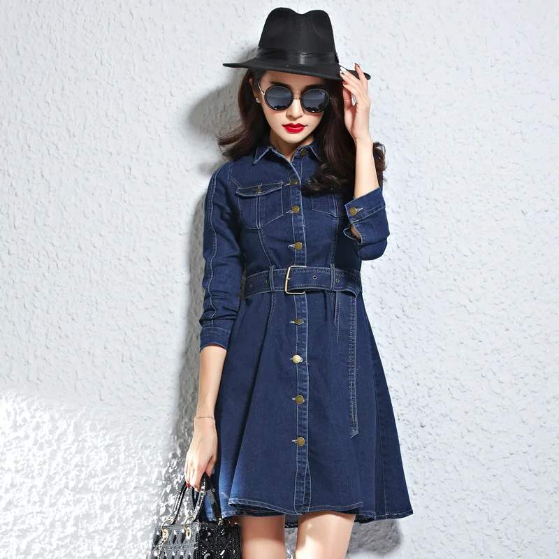 dark denim dress outfit