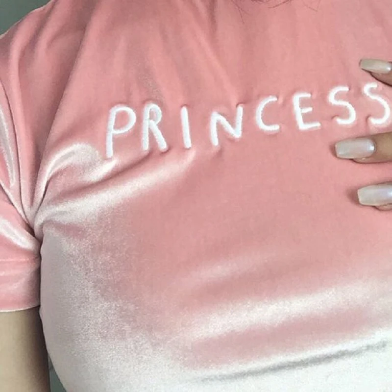 Женская бархатная футболка с коротким рукавом вышивкой в виде букв|fashion tumblr|tumblr