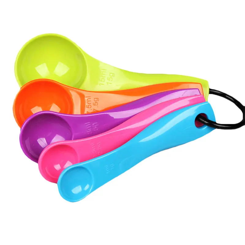 5PCS 5 Measuring Sizes Coffee Milk Plastic Spoon Colorful Measuring