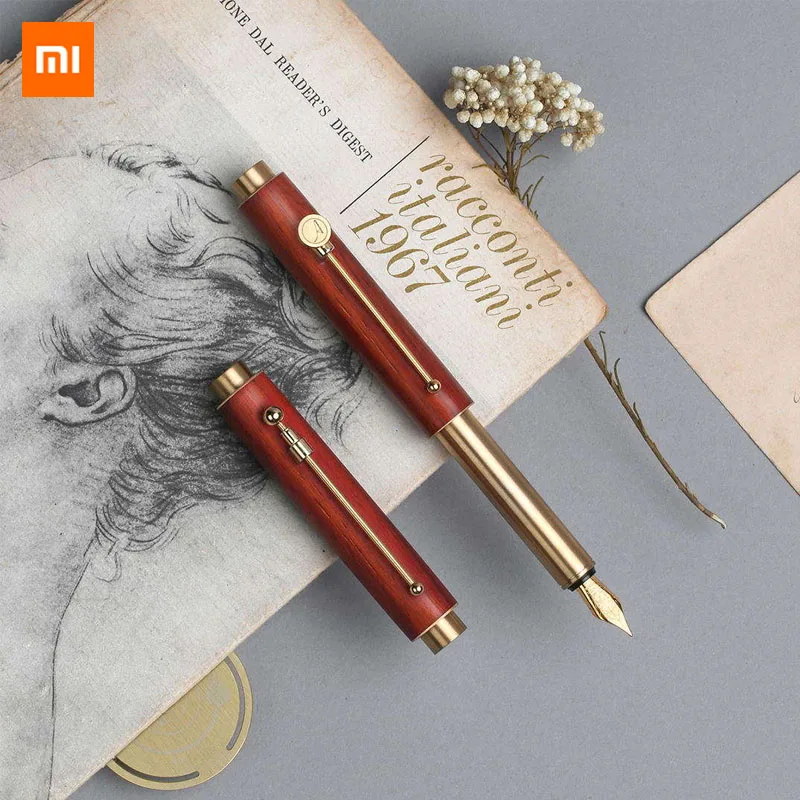 

Xiaomi Mijia Youpin Design hour light Portable pen Gift box Smooth writing F tip 0.6mm High quality wood Writing pen