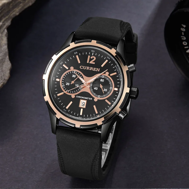 CURREN 8066 известный бренд мужские круглые наручные часы с календарем|watch band spring bar