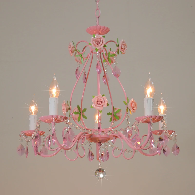 Pink Rose Wedding Chandelier Lighting Restaurant Chandeliers Crystal Lamp Ceiling Bedroom Chandelier Modern Lustre Crystal Light
