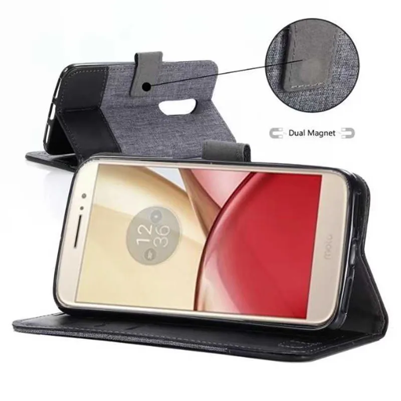 Muxma для Motorola Moto G5 XT1685 XT1672 G4 плюс X4 M XT1662 флип чехол бумажник роскошные холст кожаный