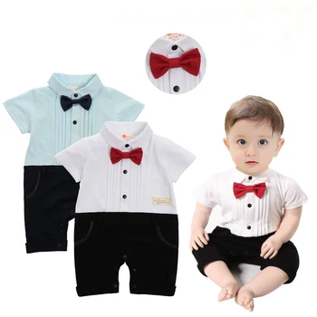 

Summer Short Sleeve Cow Boy Suits Cotton Tuxedos Costume for Boy Children Terno Infantil Newborn de Baby Clothes Jumpsuit Romper