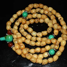 Shitou 00390 Тибетский старый античная як кости четки мала беспокойство капалу череп браслет 108