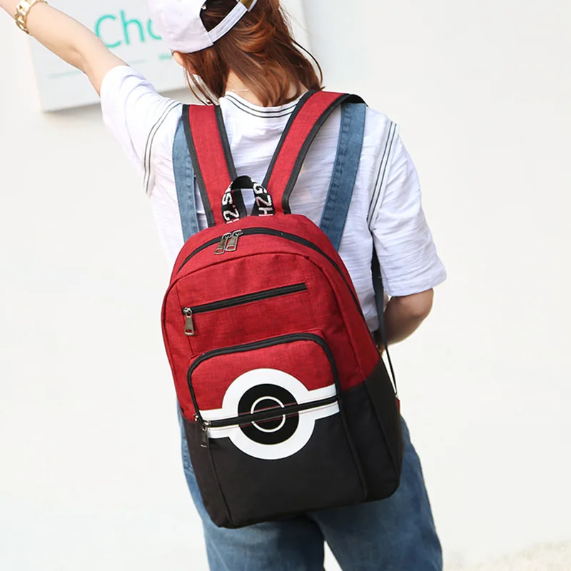 

5 clolors Anime Pokemon Backpack Pocket Monsters Canvas Backpack For Women Men Pokemon Poke Ball Shoulder Schoolbags Mochila