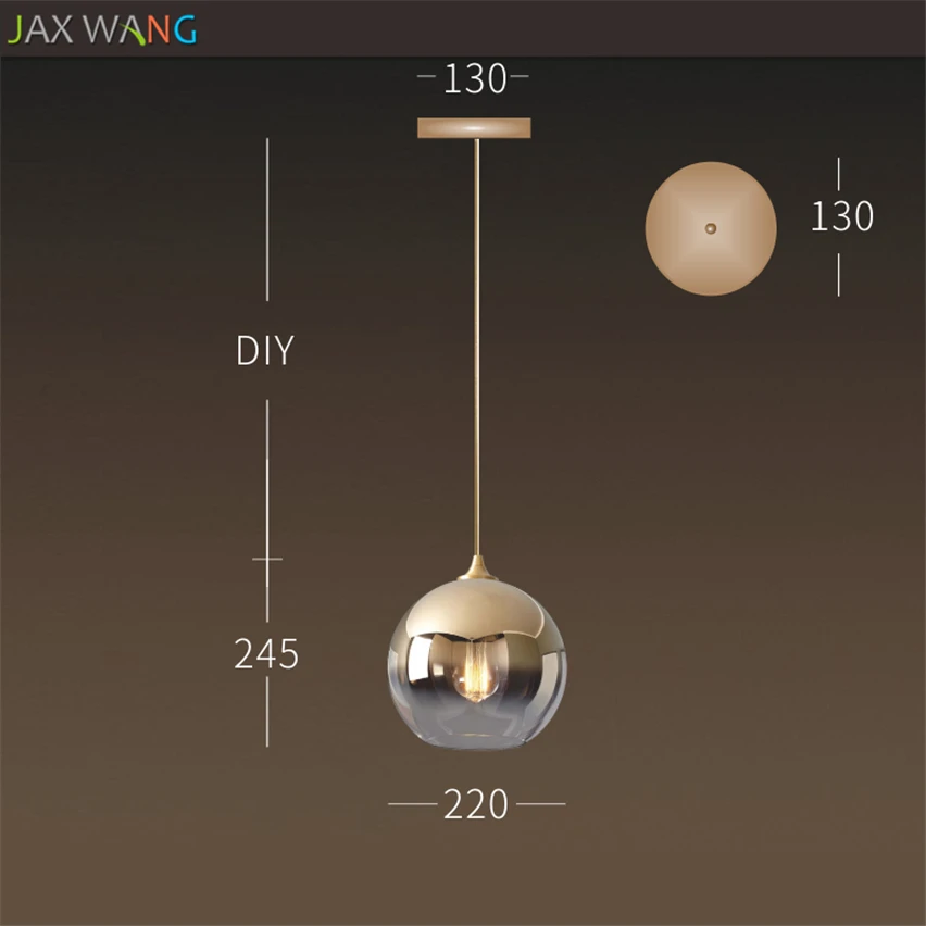 Современные золотые градиентные стеклянные шаровые подвесные светильники, светодиодные подвесные лампы для гостиной, спальни, прикроватные лампы, светильники для внутреннего освещения - Цвет корпуса: 1 head