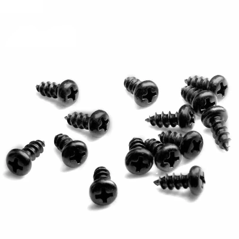 500PCS Car Accessories Carbon Steel Black Cross Head / Round Head Self tapping Screw M1 M1.2 M1