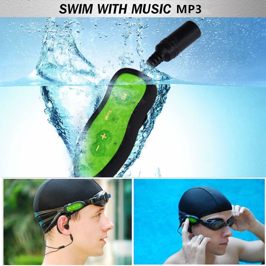 Плавание MP3 плеер Водонепроницаемый Плавание наушники MP3 плеер медиаплееры Дайвинг Вода чип Спорт MP3 плеер