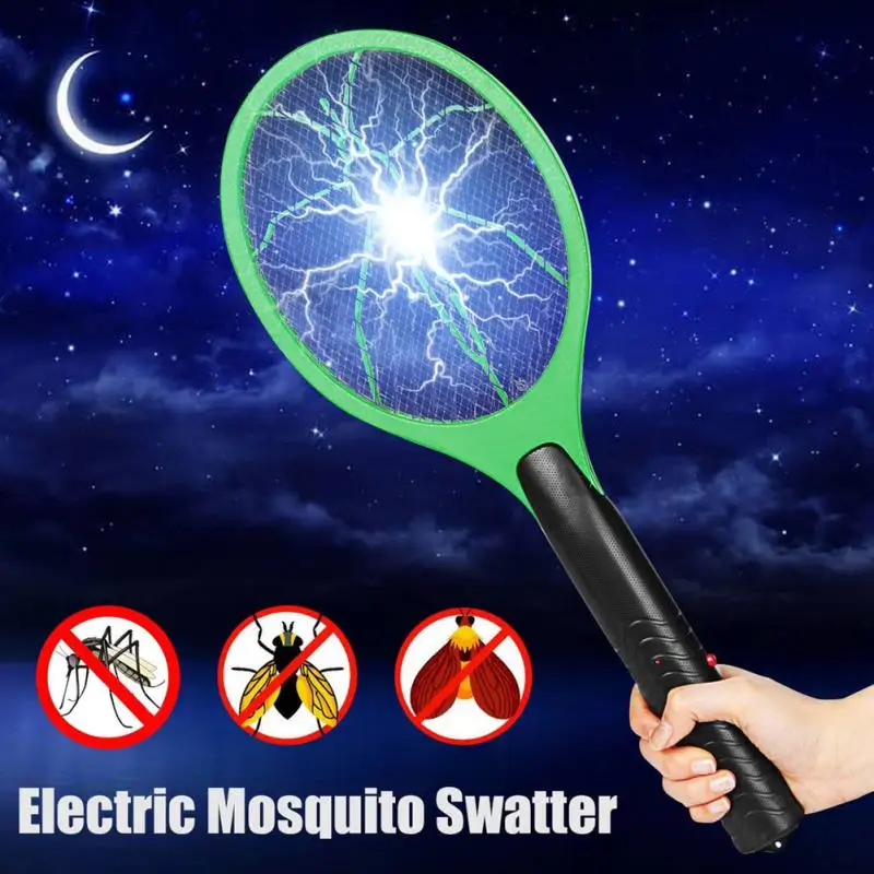 

Battery Operated Hand Racket Electric Mosquito Swatter Insect Home Garden Pest Bug Fly Mosquito Reject Killer Zapper Racket