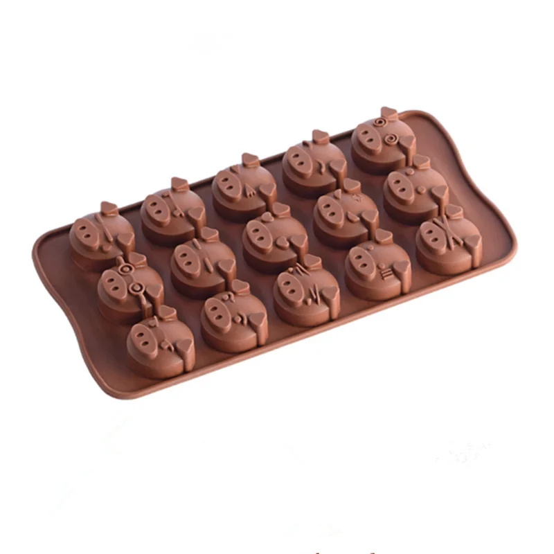 1Pcs Sugarcraft Funny Pig Shaped Silicone Molds 15 Holes Soap Candy Fondant Chocolate Mould Kitchen DIY Cookies Cake Cutters