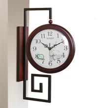 Большие Двухсторонние настенные часы в винтажном стиле, деревянные потертые шикарные современные настенные часы, домашний декор, Декор для дома, настенное зеркало WZH059