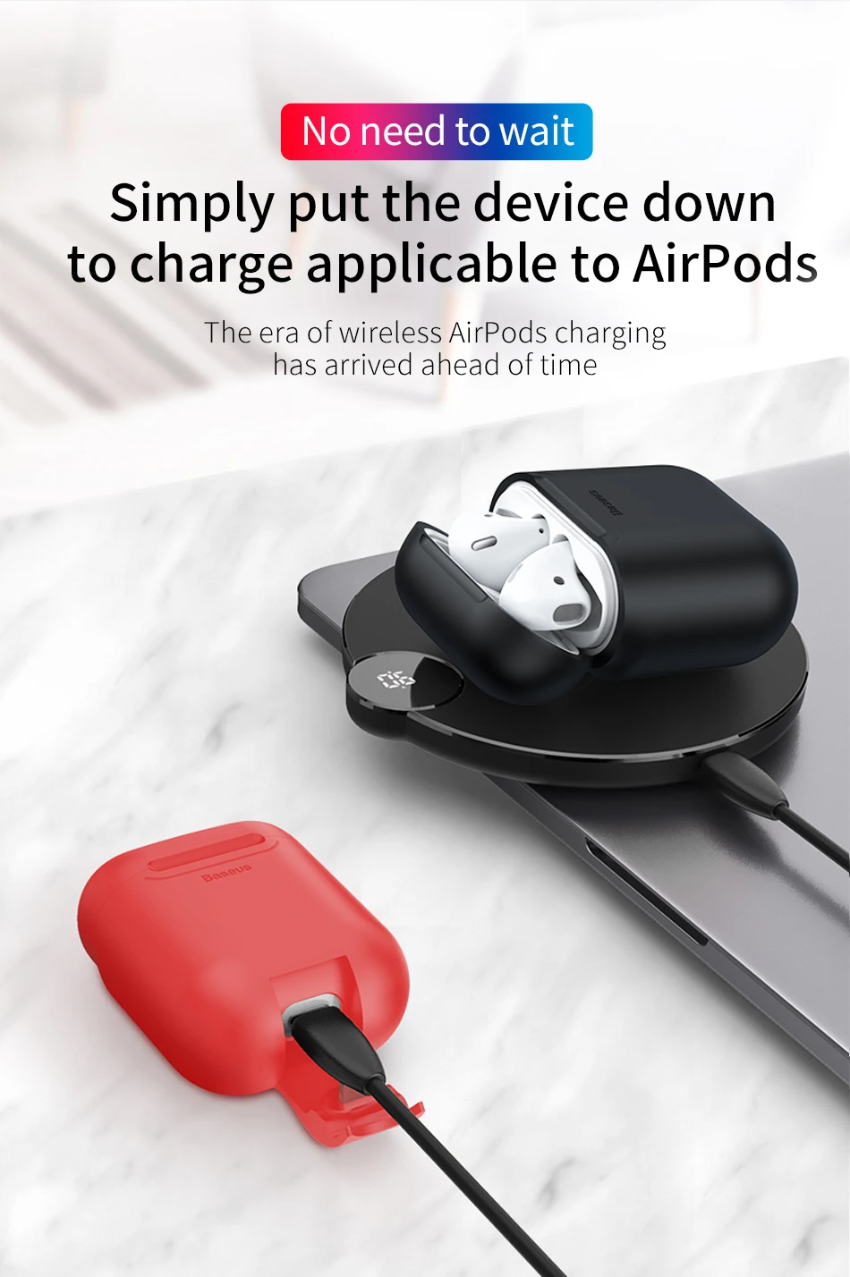 Baseus Qi Беспроводная зарядка для AirPods чехол силиконовый защитный чехол для Apple Air Pods AirPod чехол для зарядного устройства Аксессуары